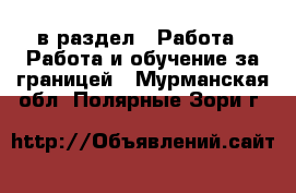  в раздел : Работа » Работа и обучение за границей . Мурманская обл.,Полярные Зори г.